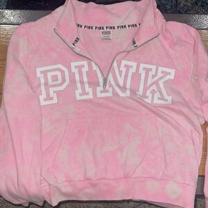 PINK cropped 1/4 zip hoodie/sweatshirt